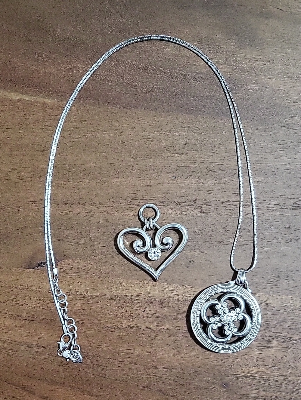 Brighton Long Silver Necklace with 2 Brighton Pendants